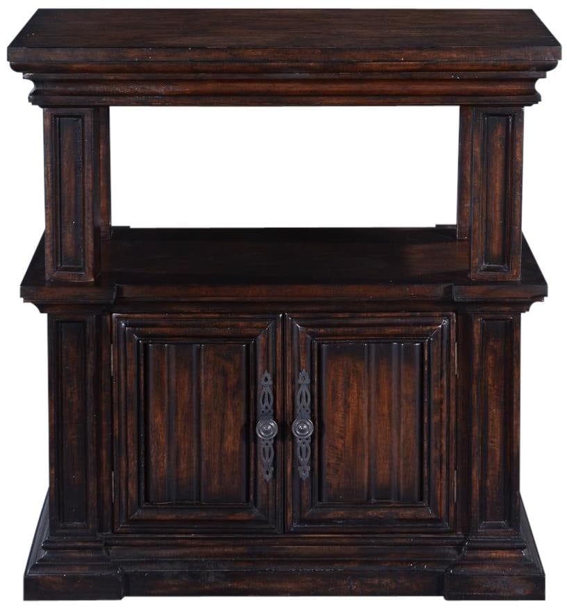 Cathedral Nightstand Solid Wood Dark Rustic Pecan English Traditional Style (1 of 2)