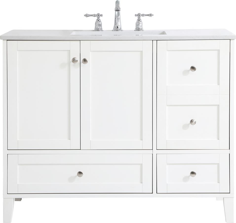 Elegant Lighting White Bathroom Vanity Quartz Top 34H 22W 22D: Elegant Lighting White Bathroom Vanity Quartz Top 34H 22W 22D This Elegant White Vanity features a stunning quartz top, perfect for enhancing your bathroom or dressing area. Crafted from durable MDF a