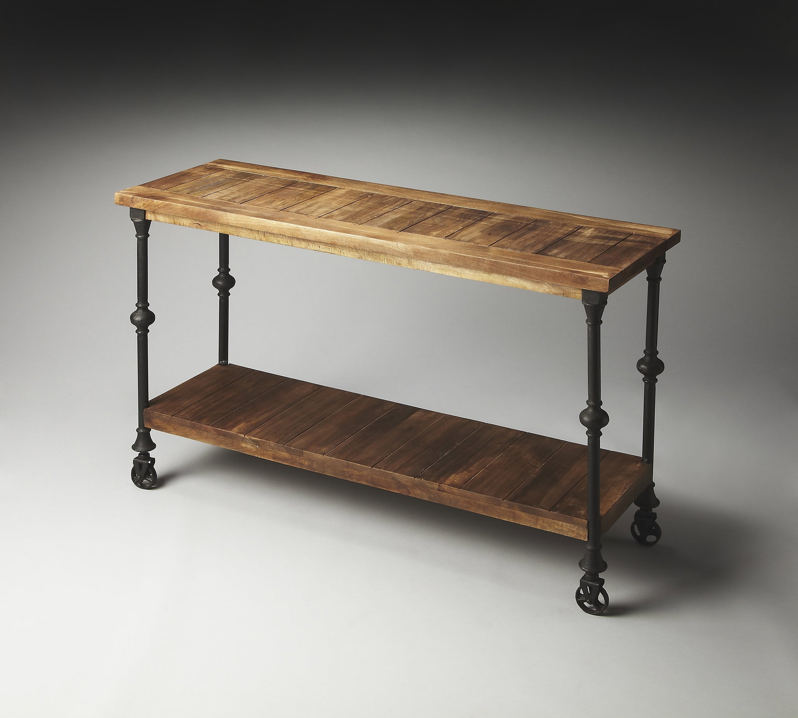 Butler Vintage Style Rustic Console Table with Casters (1 of 2)