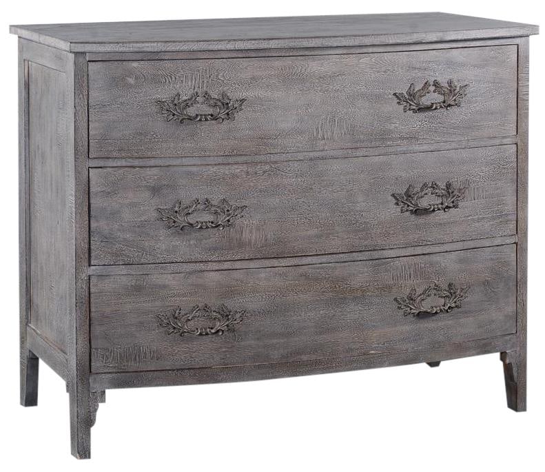 Swedish Gustavian Style Bowfront Chest Gray with Brass Hardware (1 of 4)