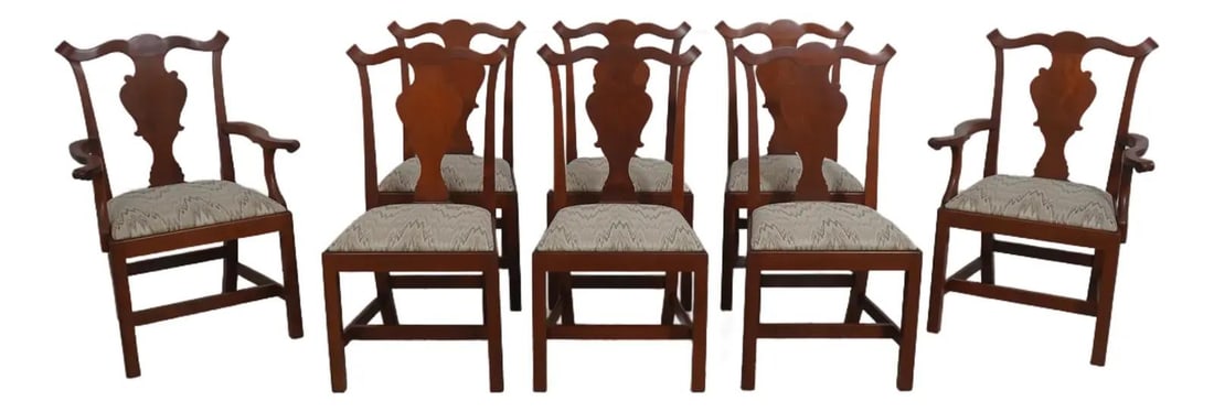 Set of 8 Chippendale Style Cherry Wood Dining Chairs by Eldred Wheeler (1 of 10)