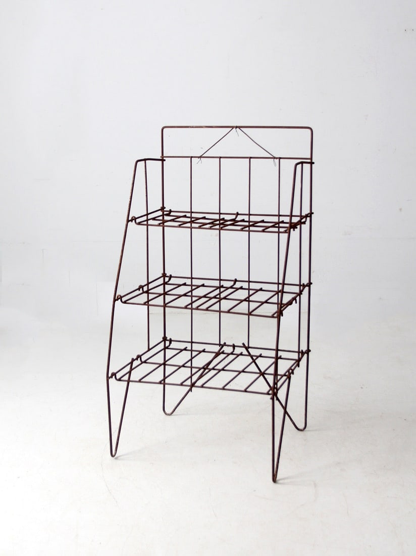Vintage Mid-Century Collapsible Wire Shelf Rack 1940s-1950s (1 of 13)
