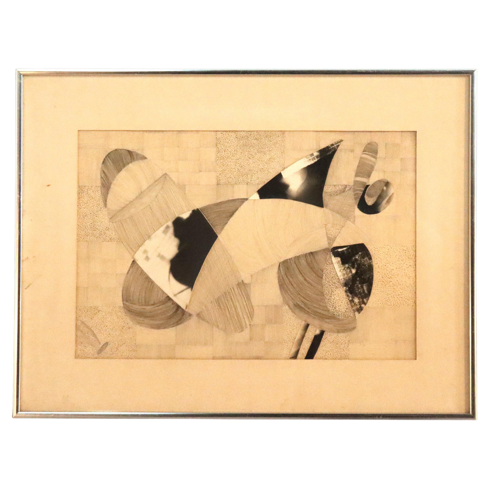 Framed Abstract Impressionist Drawing by Lynough C1975 (1 of 9)