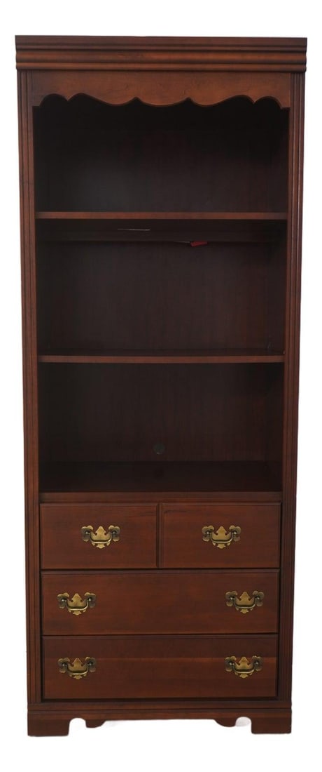 Cherry Wood Bookcase Wall Unit with Lighting and Adjustable Shelves (1 of 10)