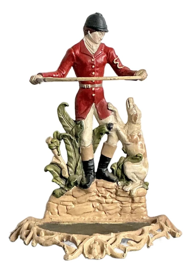 Cast Iron Fox Hunter and Hound Umbrella Stand with Polychrome Finish (1 of 10)