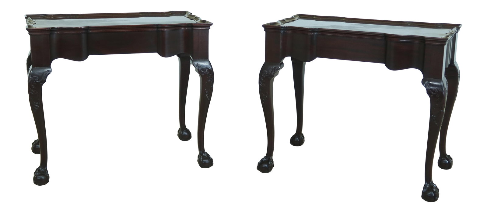 Pair of 1920s Newport Mahogany Tea Tables Chippendale Style (1 of 10)