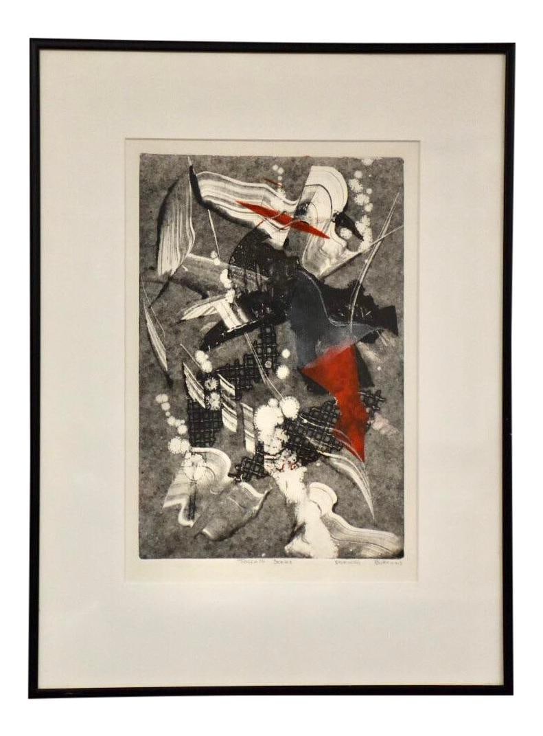 1970s Toccata Series Abstract Sketch by Dorinda Burrows Gray Art (1 of 5)