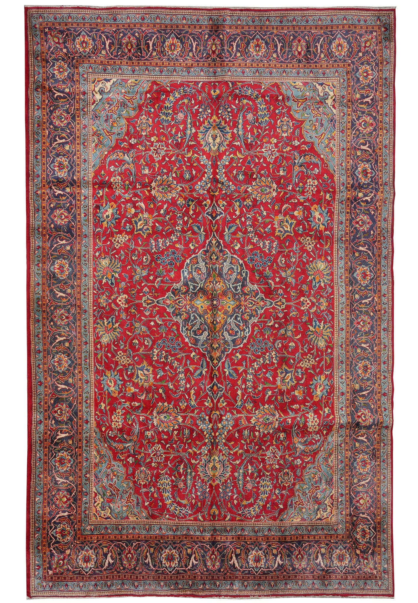 Persian Sarouk Rug 9.3 x 14.8 Ft Hand Knotted Wool Pre-Owned Carpet (1 of 16)