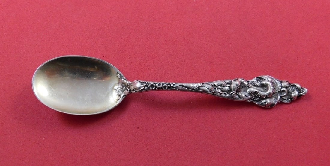 Reed & Barton Les Six Fleurs Sterling Silver Ice Cream Spoon Gold Wash 5 1/4" (1 of 1)
