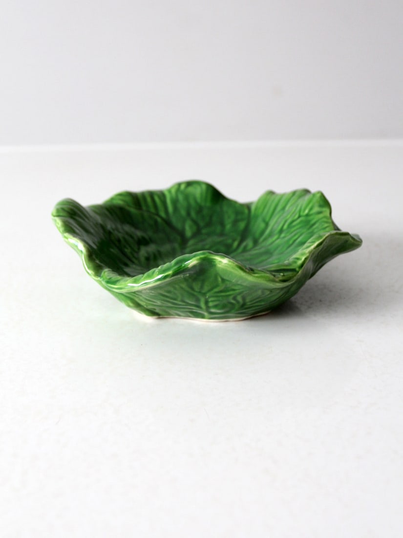 Mid Century Italian Ceramic Cabbage Bowl Glossy Green 8.5 Inch (1 of 11)