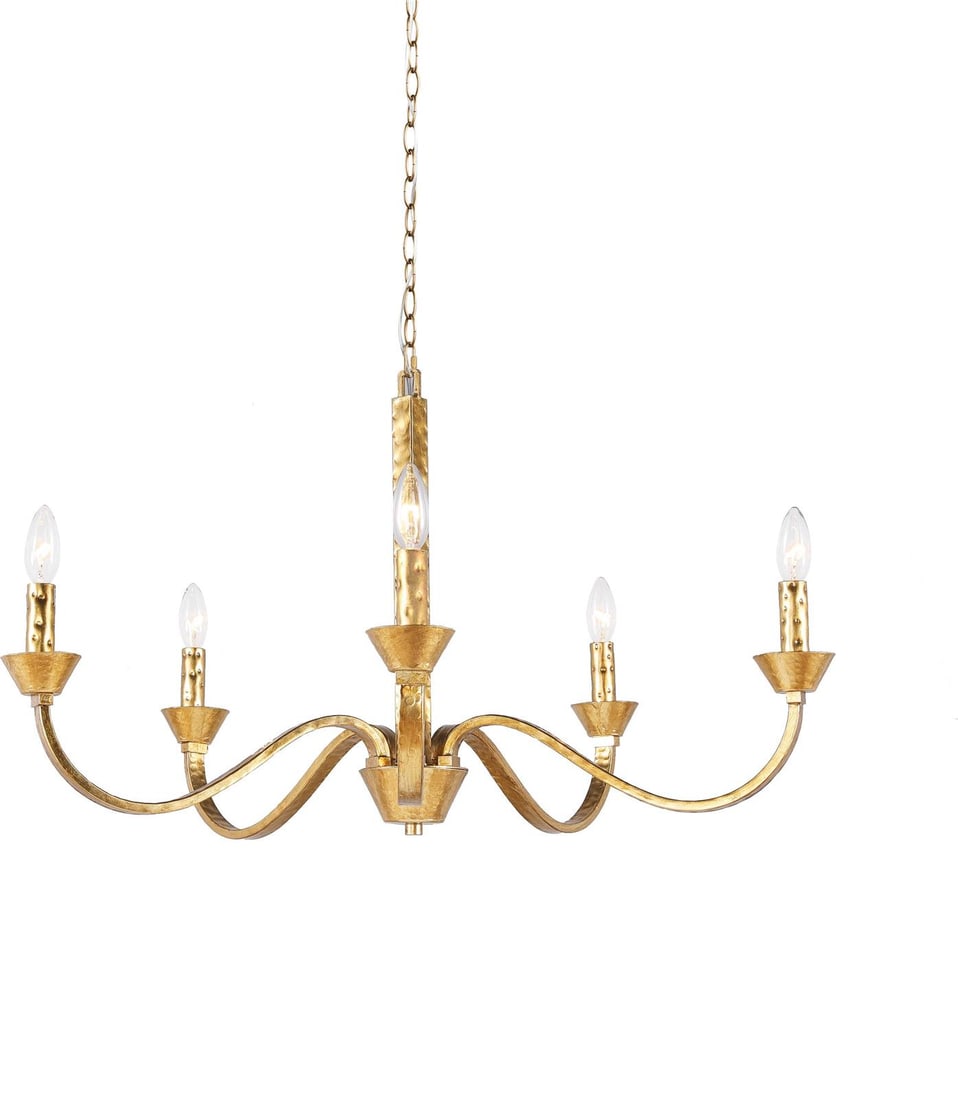 Terracotta Sabine Chandelier Aged Gold 17H 30W 30D 5 Bulb E12 (1 of 2)