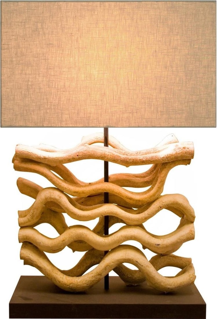 Modern Sculpture Table Lamp Black Wooden Base 24in (1 of 2)