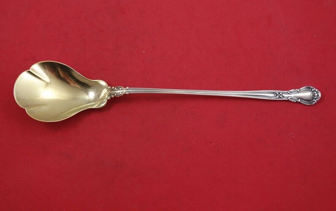 Gorham Chantilly Sterling Silver Lettuce Spoon 9 1/4 Gold Wash (1 of 2)