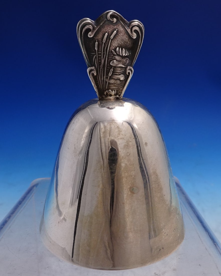 Sterling Silver Dinner Bell Featuring Cattails and Lilies by Shiebler (1 of 5)