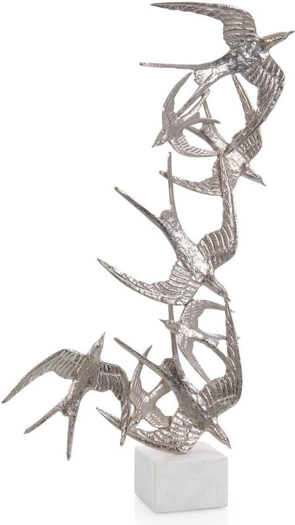 John-Richard Elegant Swallows in Motion Sculpture Marble Base 39.5H 20W 6D: John-Richard Elegant Swallows in Motion Sculpture Marble Base 39.5H 20W 6D This stunning sculpture, titled "Elegant Swallows in Motion," captures the beauty of swallows in flight. Crafted with a sleek