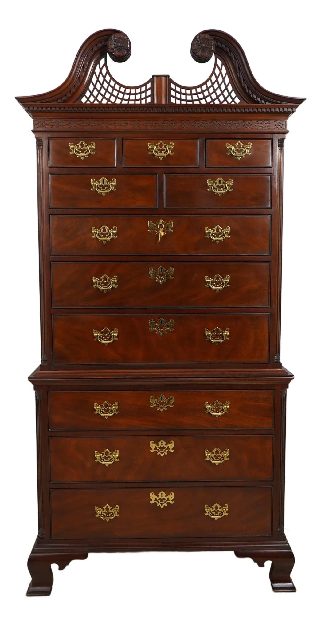 Kindel Mahogany Cliveden High Chest Traditional Chippendale Style (1 of 10)