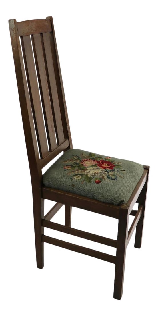 Arts and Crafts Mission Side Chair Mahogany Tall Slat Back Possibly Stickley (1 of 10)