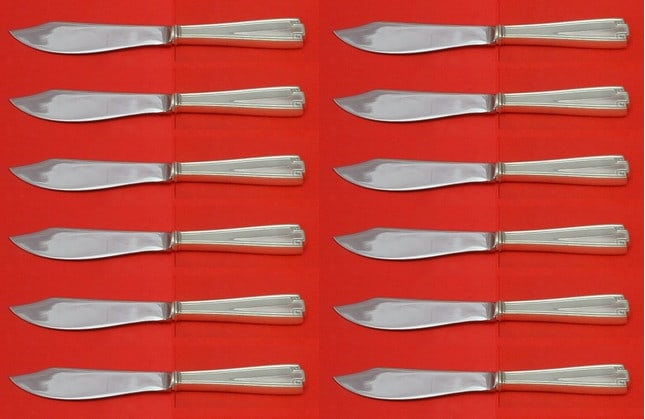 Gorham Etruscan Sterling Silver Fish Knife Set 12 pcs Art Deco 8 1/4" (1 of 1)