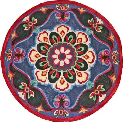 New Hand-Hooked 8x8 Round Carla Wool Rug Multi-Color Persian Style (1 of 1)