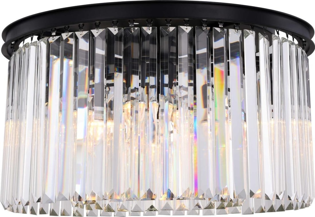 Elegant Lighting Sydney Matte Black Crystal Flush-Mount Ceiling Light (1 of 1)