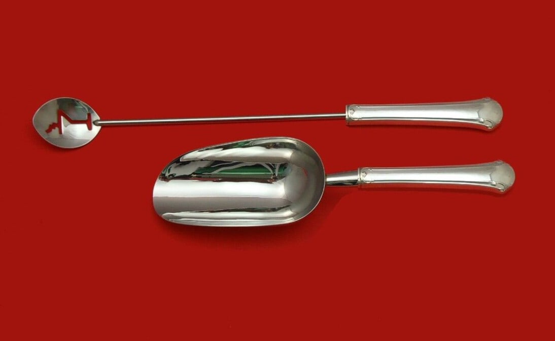 Towle Chippendale Sterling Silver 2pc Bar Set Martini Spoon Ice Scoop (1 of 1)