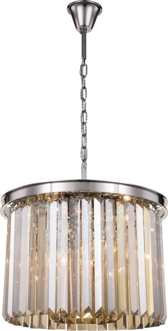 Elegant Lighting Sydney Crystal Pendant Light Polished Nickel 6 Bulb: Elegant Lighting Sydney Crystal Pendant Light Polished Nickel 6 Bulb Illuminate your space with the Modern Sydney Crystal Pendant, a stunning addition to any contemporary decor. This transitional-styl