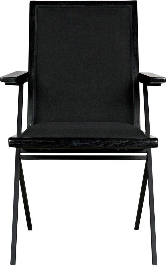 Noir Henderson Chair Charcoal Black Cotton Fabric Industrial Steel (1 of 11)