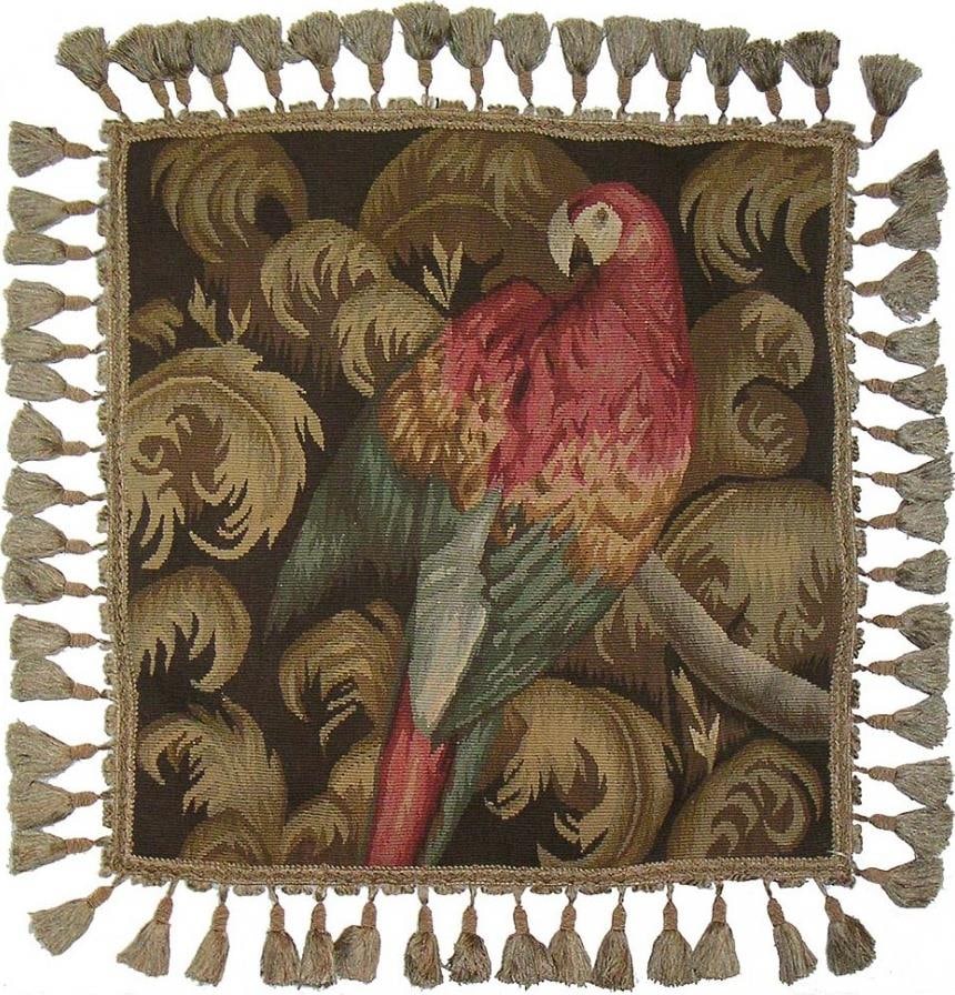 Provence Home Aubusson Parrot Throw Pillow Velvet Wool 20x20 (1 of 1)