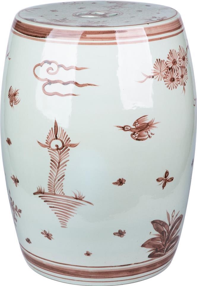 Moka Pine Bird Hand-Crafted Ceramic Garden Stool Asian Antique Style (1 of 4)