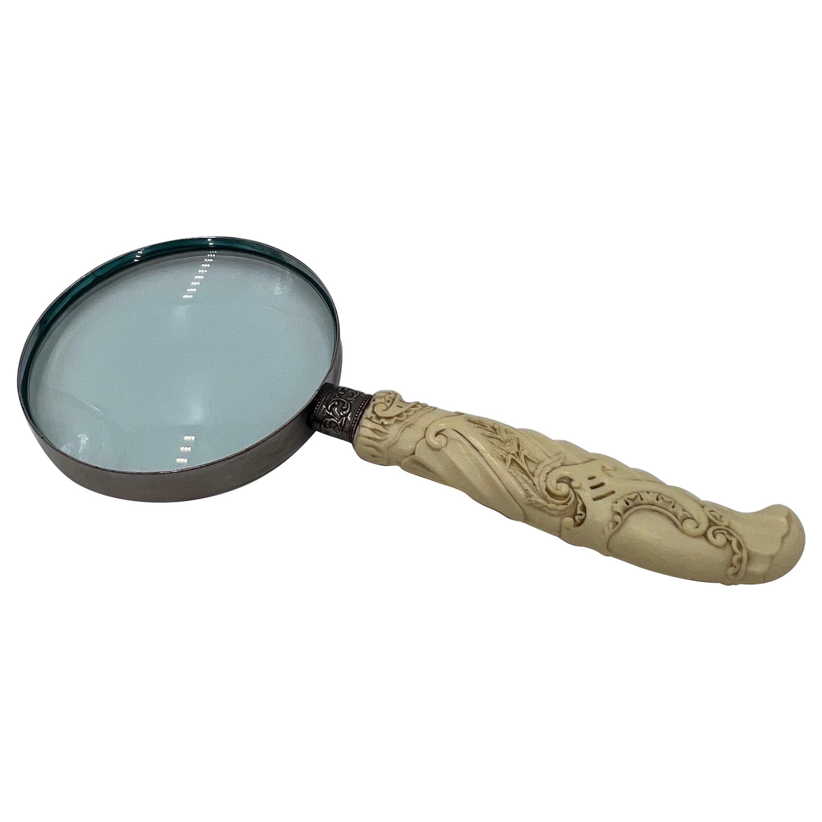 19th Century Antique Chinese Export Sterling Silver Magnifying Glass with Carved Bone Handle (1 of 14)