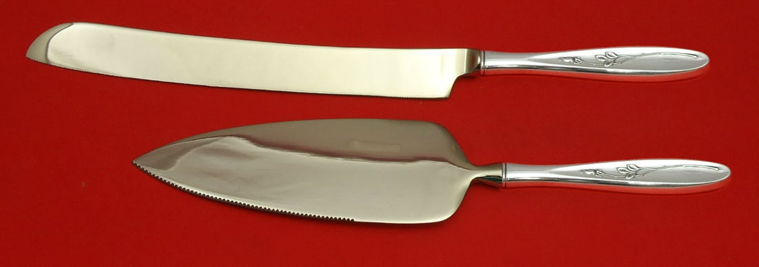 Towle Rose Solitaire Sterling Silver Wedding Cake Set 2pc Custom (1 of 1)