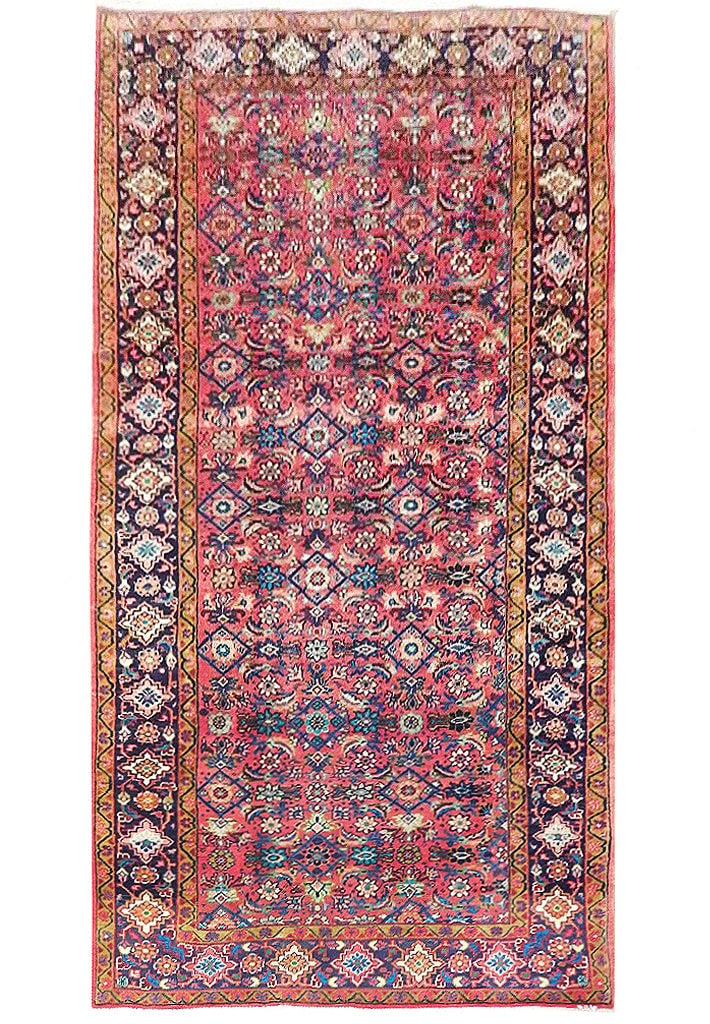 5.4 x 10.7 Red Semi-Antique Persian Herati Runner Handwoven Wool (1 of 7)