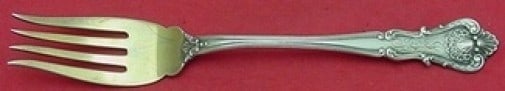 Durgin New Queens Sterling Silver Fish Fork 7 3/8 Gold Wash (1 of 1)