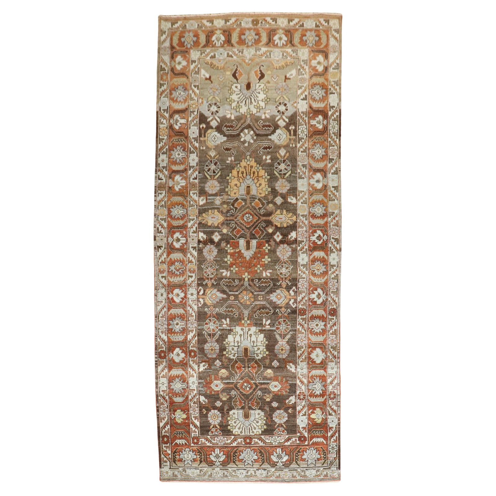 Antique Persian Malayer Wide Runner Hand-Knotted Wool 54 x 131: Antique Persian Malayer Wide Runner Hand-Knotted Wool 54 x 131 Discover the elegance of this antique Persian Malayer wide runner, expertly hand-knotted from high-quality wool. This stunning piece show