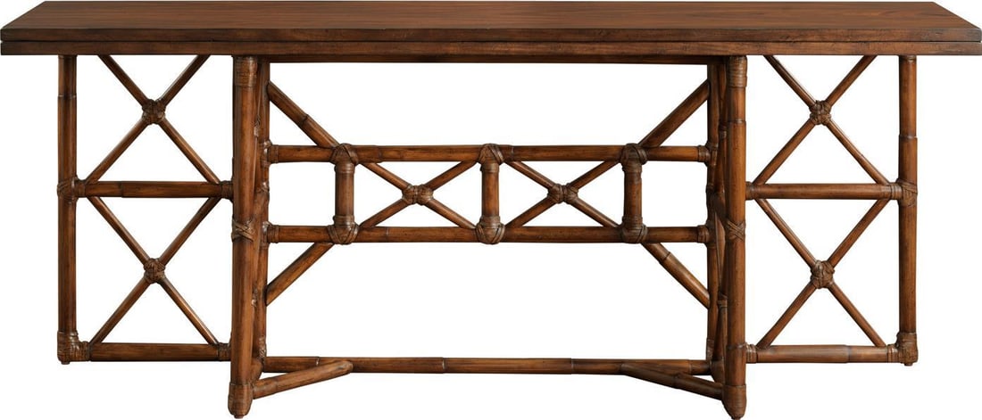 Port Eliot Handcrafted Rattan Mahogany Flip-Top Dining Table Tropical Style (1 of 1)