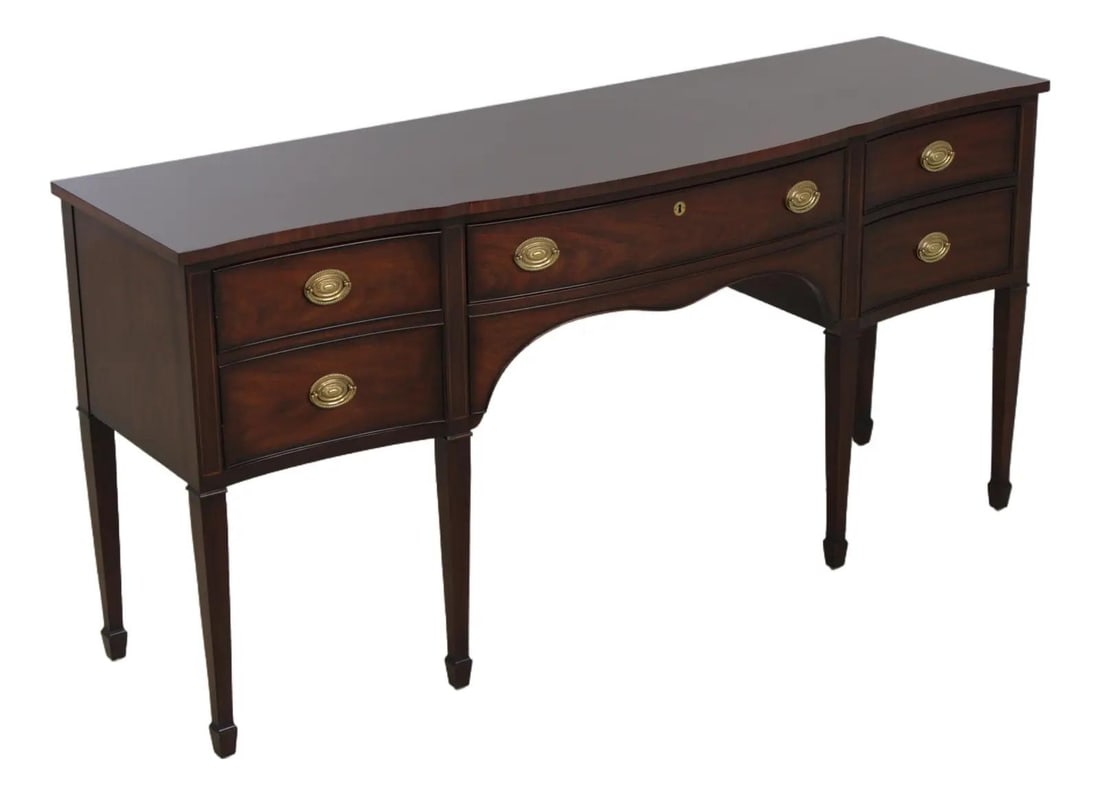 Mahogany Federal Style Buffet With Brass Hardware and Leather Top (1 of 10)