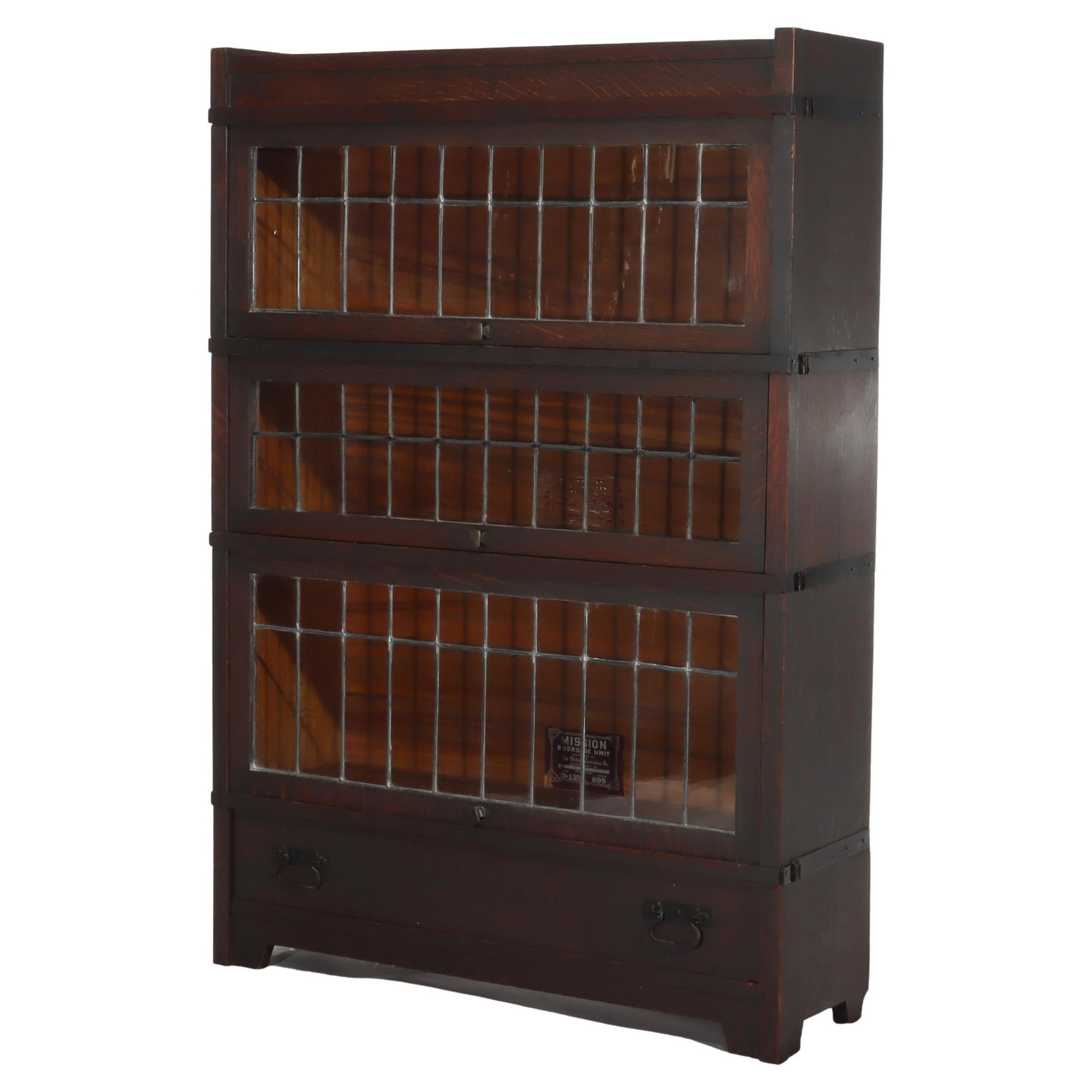 Mission Oak Barrister Bookcase with Three Stacks and Drawer by Globe Wernicke c1920 (1 of 10)