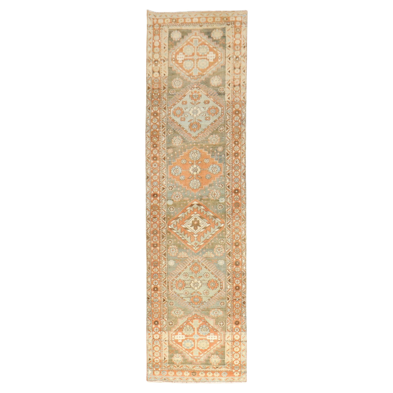 Narrow Persian Heriz Wool Tribal Runner Rug Circa 1930 (1 of 8)