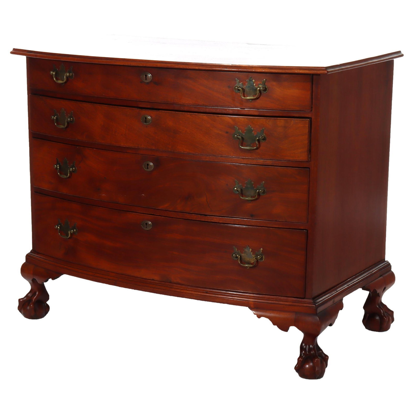 Antique Boston Chippendale Mahogany Bow Front Chest c1800 with Claw and Ball Feet (1 of 14)