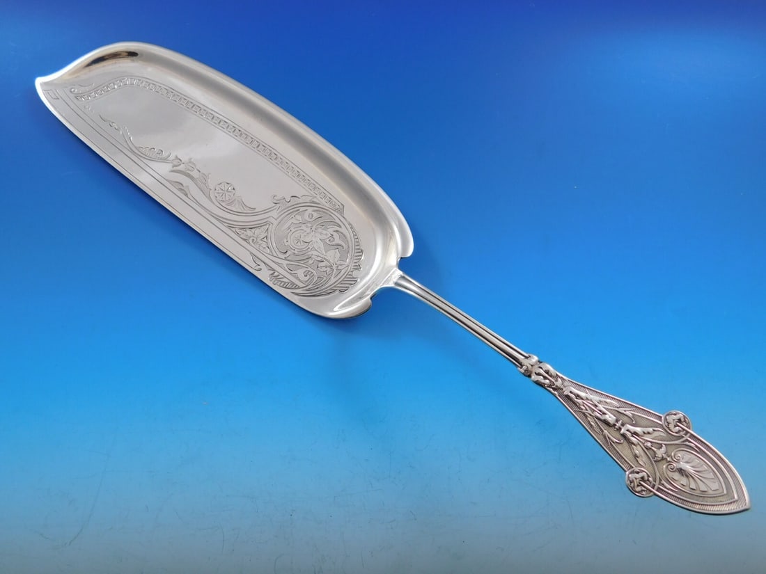 Tiffany & Co. Italian Sterling Silver Crumber 1848-1873 Brite-Cut 13": Tiffany & Co. Italian Sterling Silver Crumber 1848-1873 Brite-Cut 13" This exquisite Italian by Tiffany & Co. sterling silver crumber features a striking brite-cut design and dates back to the period 