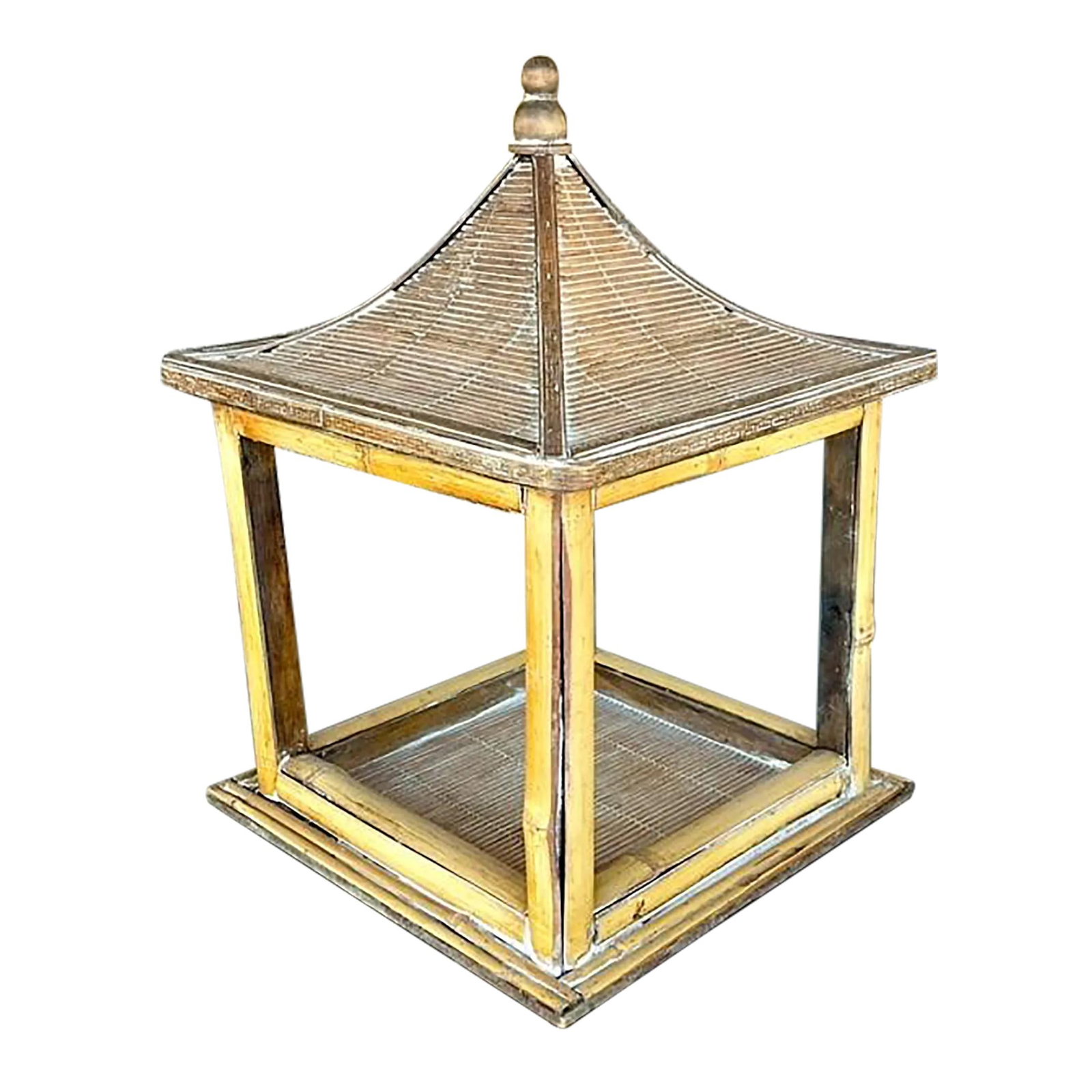 Vintage Boho Greek Key Bamboo Display Box 12 x 12 x 16.75 (1 of 8)