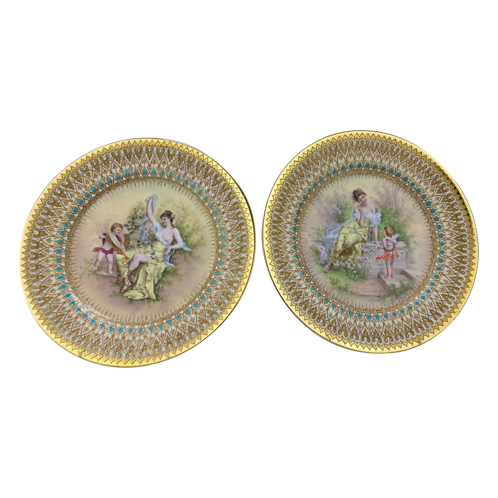 Set of Two Royal Vienna Porcelain Labors of Cupid 9.5 Inch Plates (1 of 7)