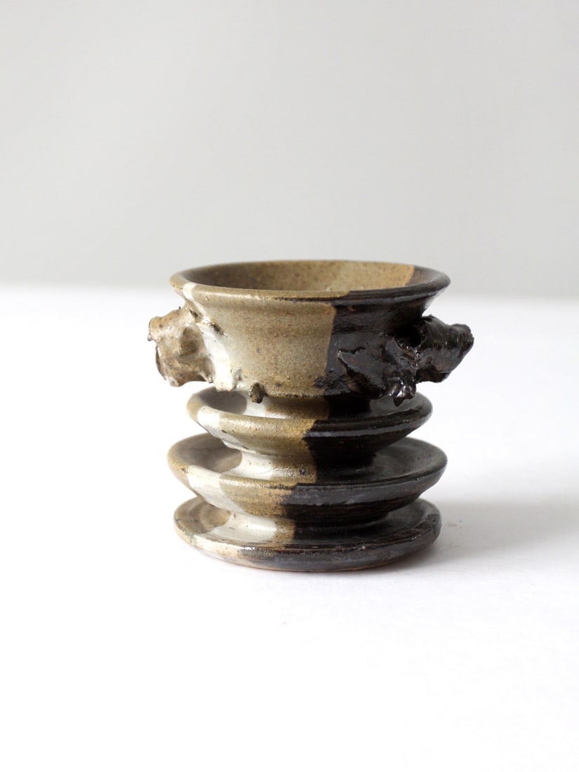 Unique Vintage Studio Pottery Vase with Ribbed Design (1 of 8)