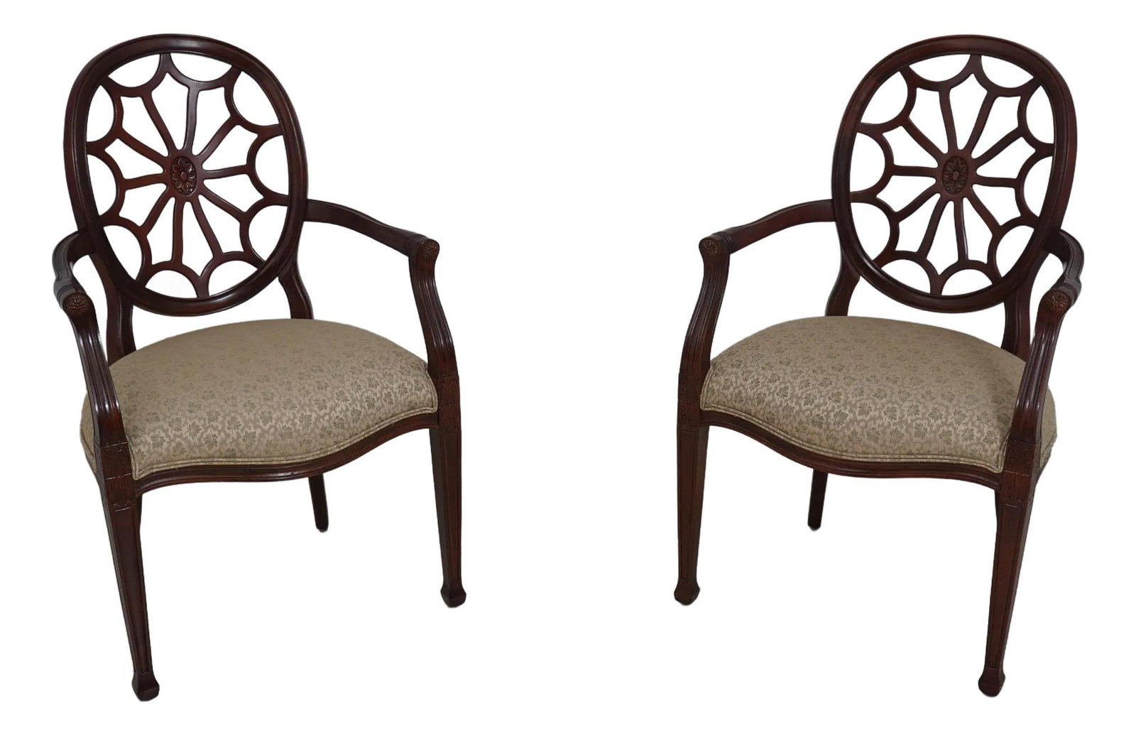 Elegant Ethan Allen Regency Style Spindled Back Armchairs Pair (1 of 10)