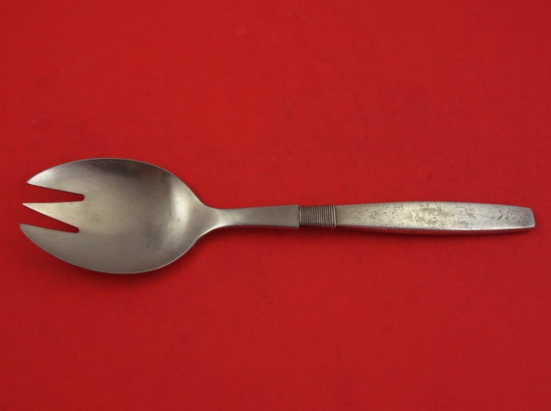 Frantz Hingelberg Silver Thread Sterling Silver Salad Serving Fork 8.5 inches (1 of 3)