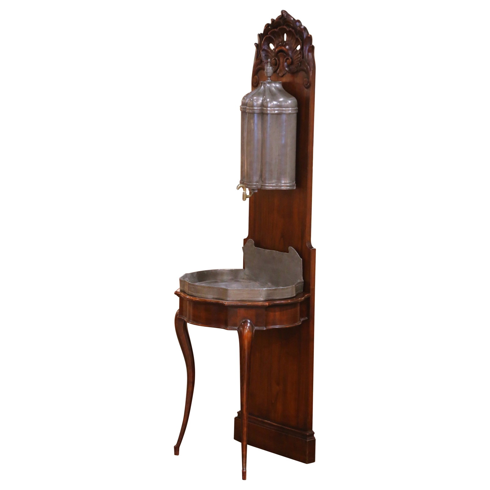 French Louis XV Pewter Lavabo Fountain on Walnut Carved Stand circa 1780 (1 of 14)
