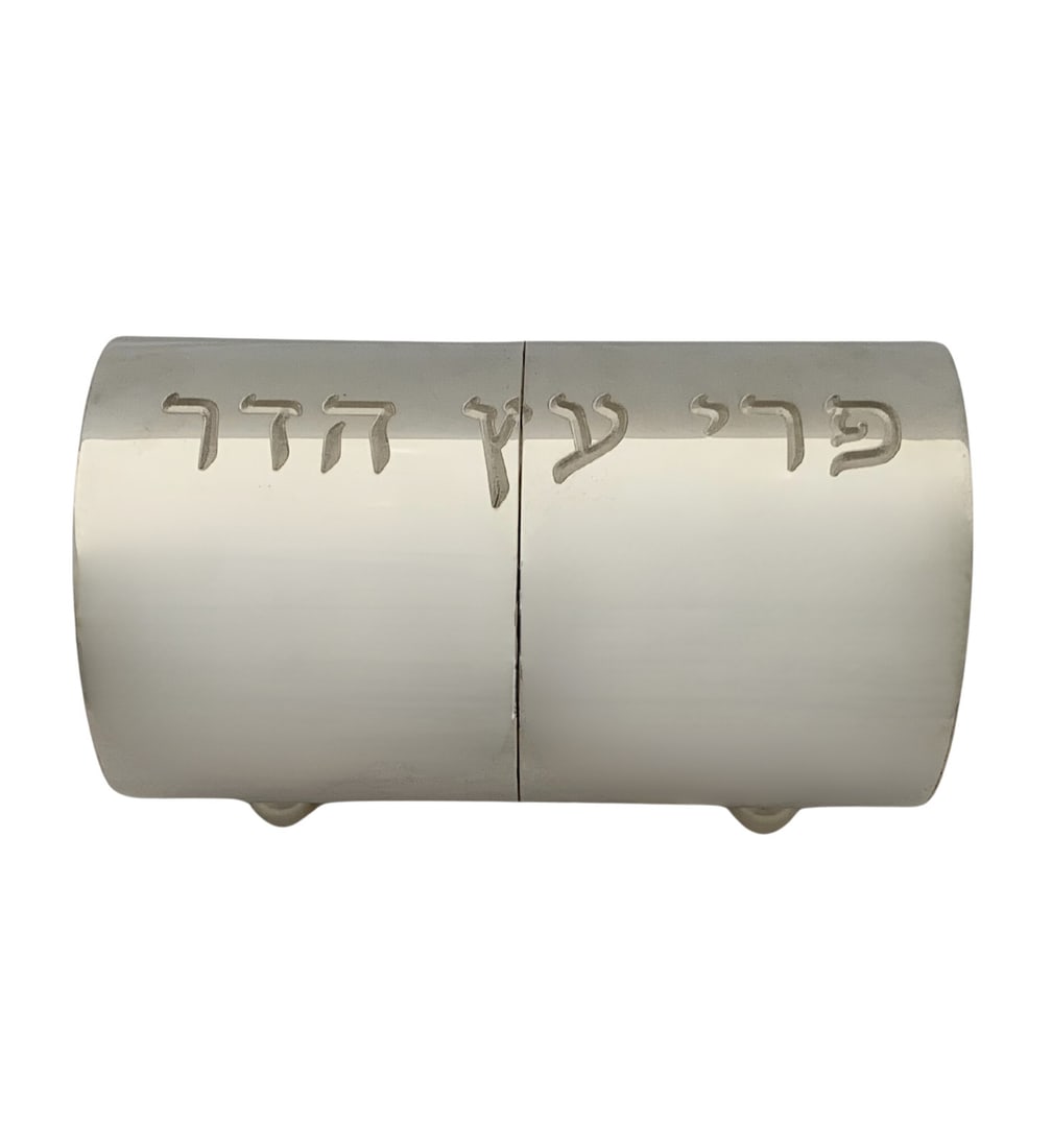 Handmade 925 Sterling Silver Modern Hebrew Engraved Esrog Box (1 of 4)