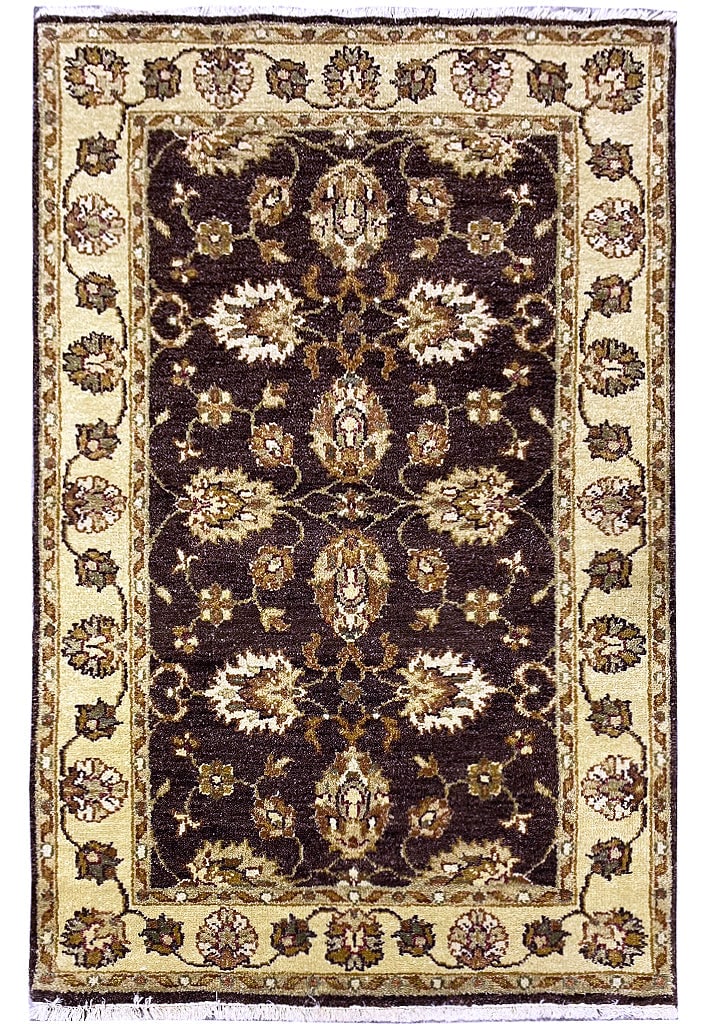 Handmade 46 x 70 Natural Wool Rug Brown Traditional Design: Handmade 46 x 70 Natural Wool Rug Brown Traditional Design Free continental US Shipping Enhance your living space with this exquisite 3.10 x 5.10 handmade natural wool rug in a rich brown color. Craft