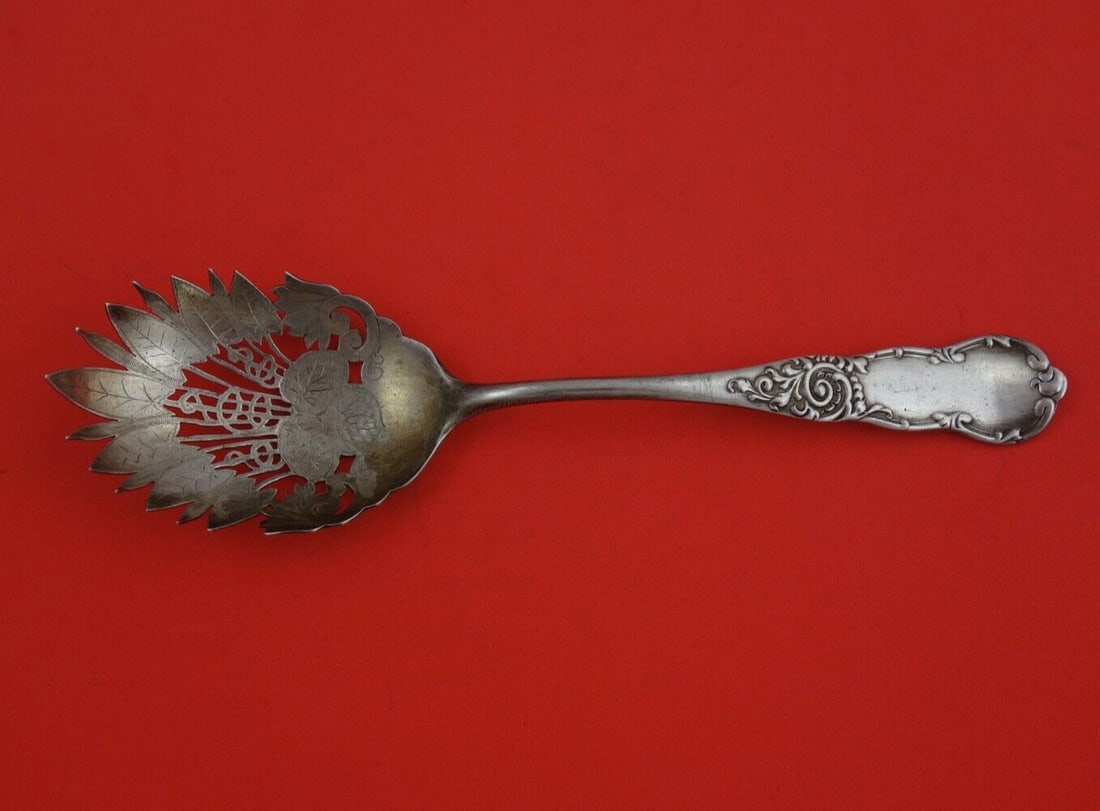 Lenox by Knowles Sterling Silver Ice Spoon 8 3/4" Pierced Brite-Cut Lily Pad Design (1 of 2)