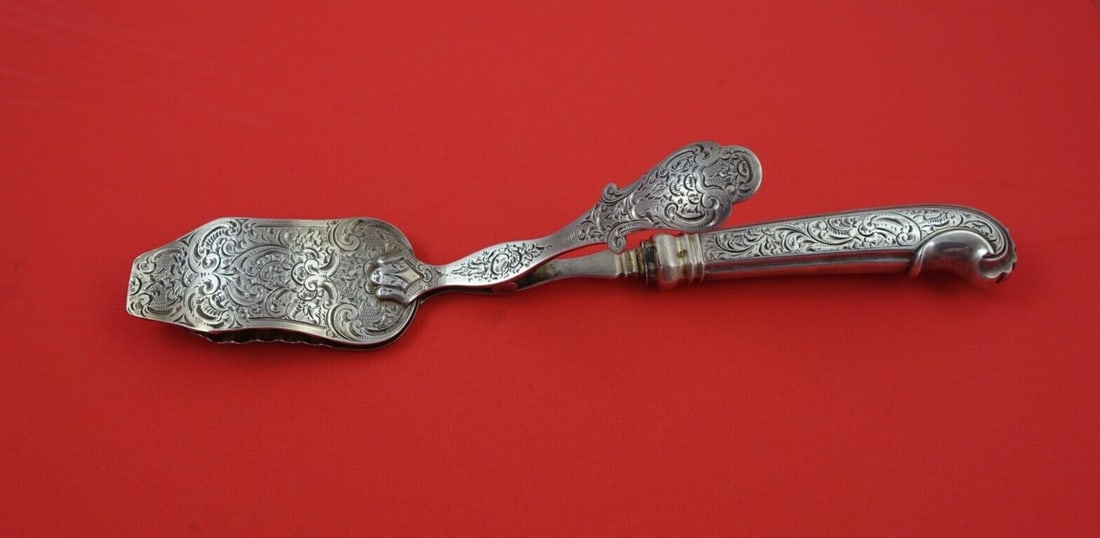Dutch Sterling Asparagus Tong 10 1/4 inch Sterling Silver Mechanical Serving Piece (1 of 2)